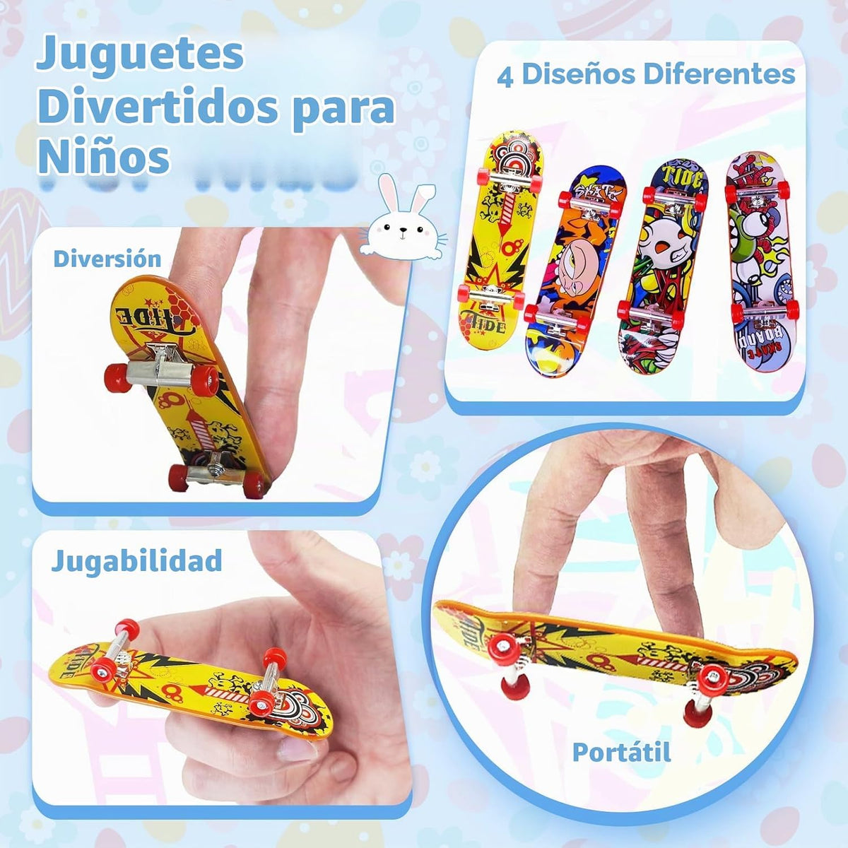 AMENON Paquete de 28 patinetas de dedos para niños, adolescentes, n...
