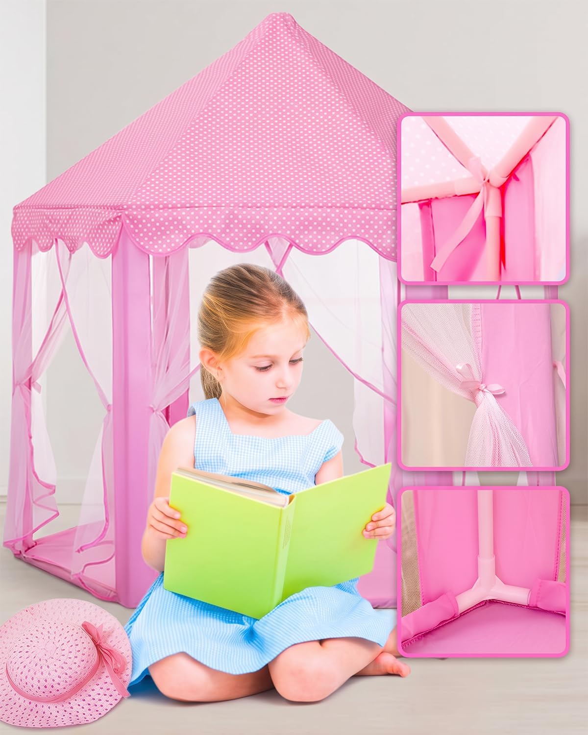 wilwolfer tienda de campaña tipo castillo de princesa para niñas, t...