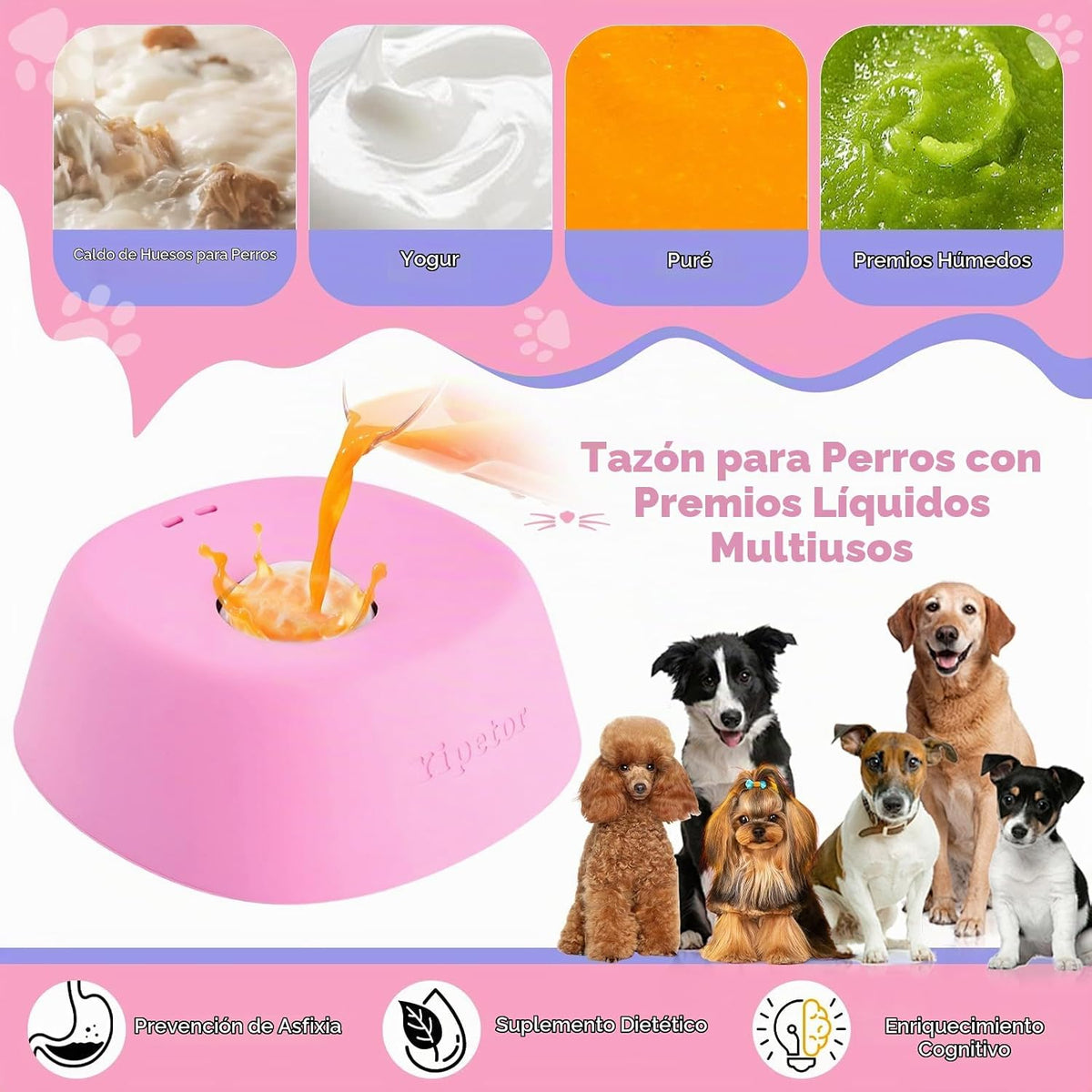 Yipetor Cuenco de lamer para perros, juguetes de rompecabezas de |...