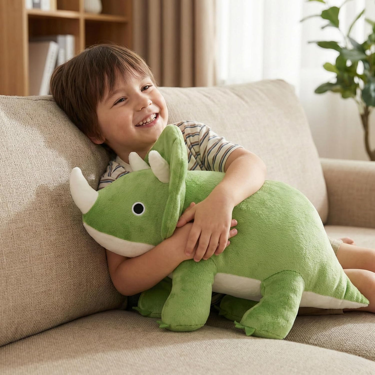 WEIGEDU Dinosaurio Triceratops - Juguetes de peluche, color verde |...