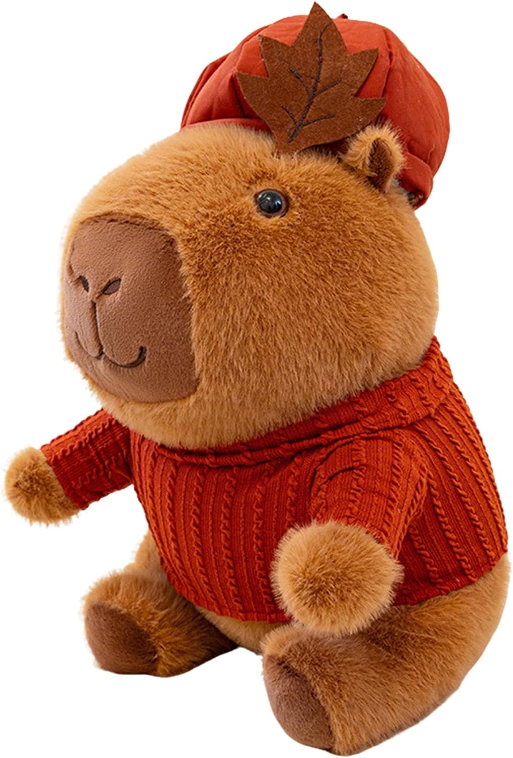 Capybara - Lindo animal de peluche kawaii con sombrero de ropa roja...
