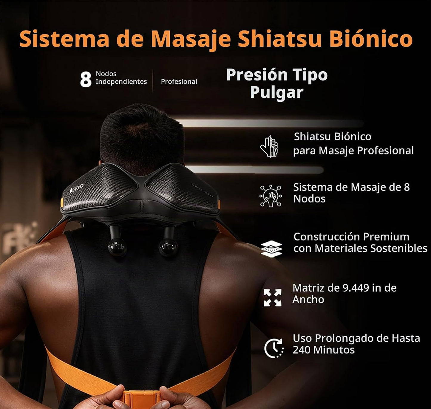 Masajeador Shiatsu inteligente calentado para cuello y espalda, hab...