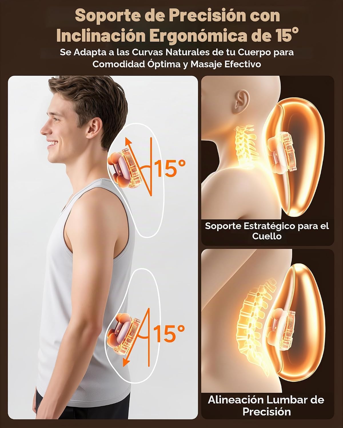Masajeador de espalda eléctrico JZBRAIN, calor de amasado de tejido...