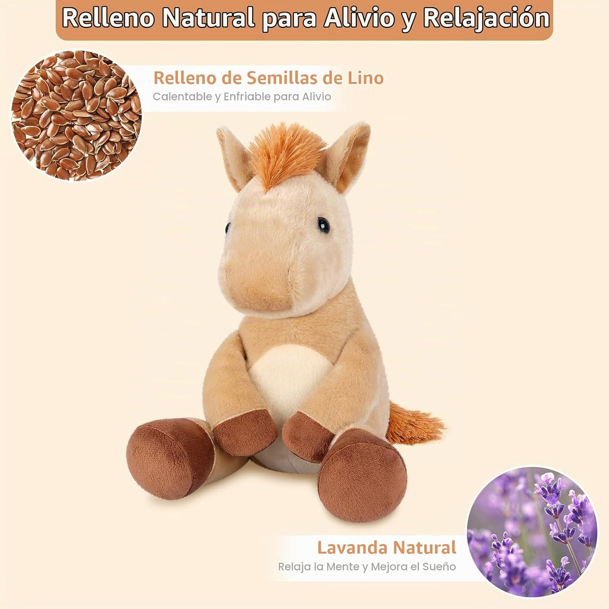 SuzziPals Lindos juguetes de caballo de peluche, almohadilla térmic...