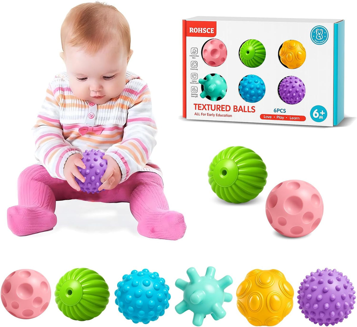 ROHSCE Bolas suaves multicolores para bebés \u2013 Juguetes Montess...
