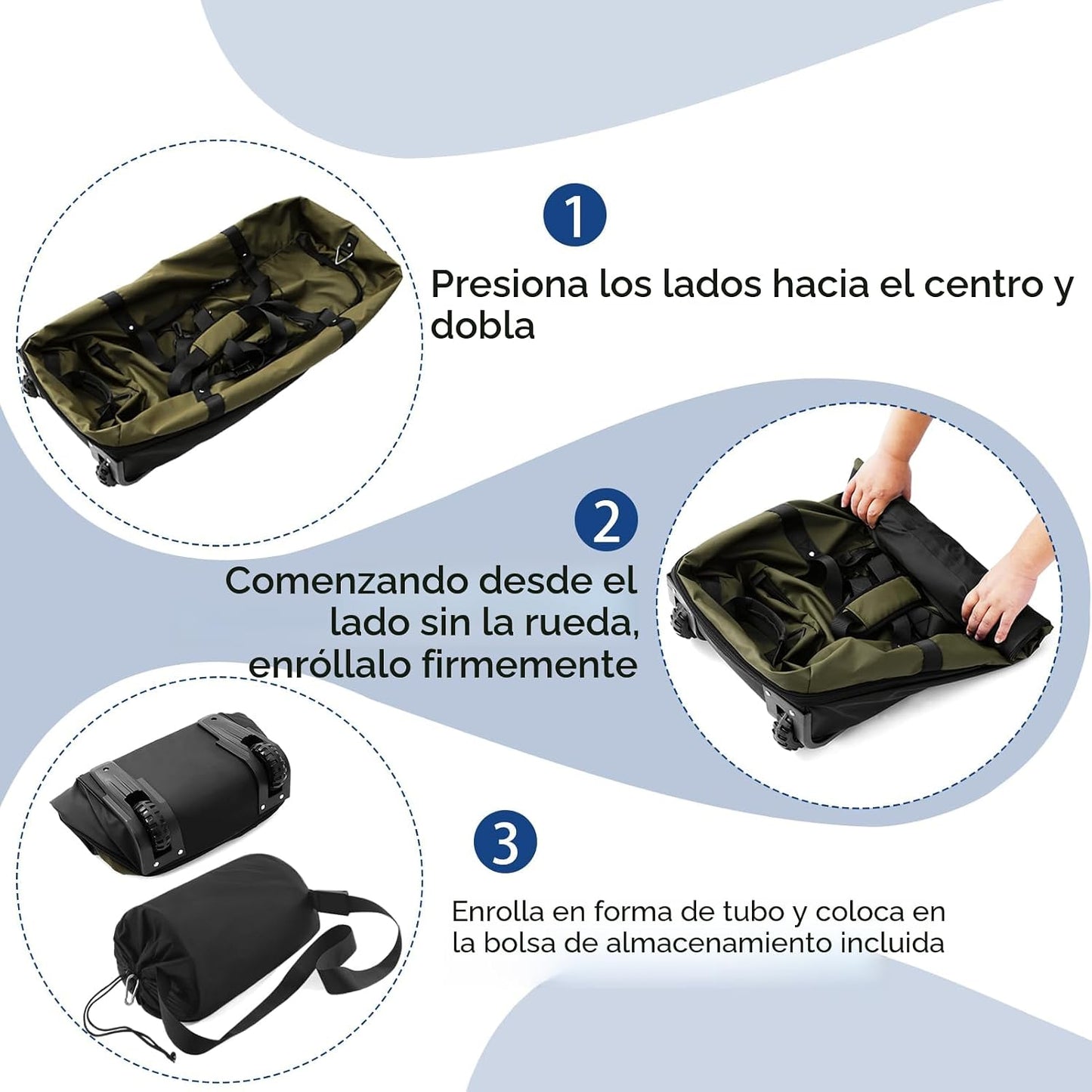 Vrtisa Bolsa de lona plegable Oxford con lados suaves y 2 ruedas re...