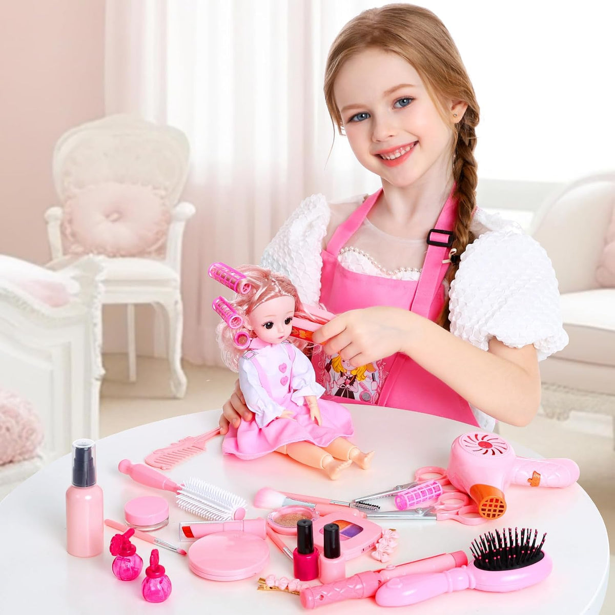 Juguetes de peluquería para niñas, juego de juguetes de maquillaje...