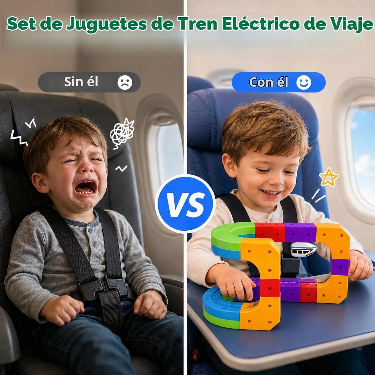 Juego de tren eléctrico para niños, 22 piezas de juguete de pista d...