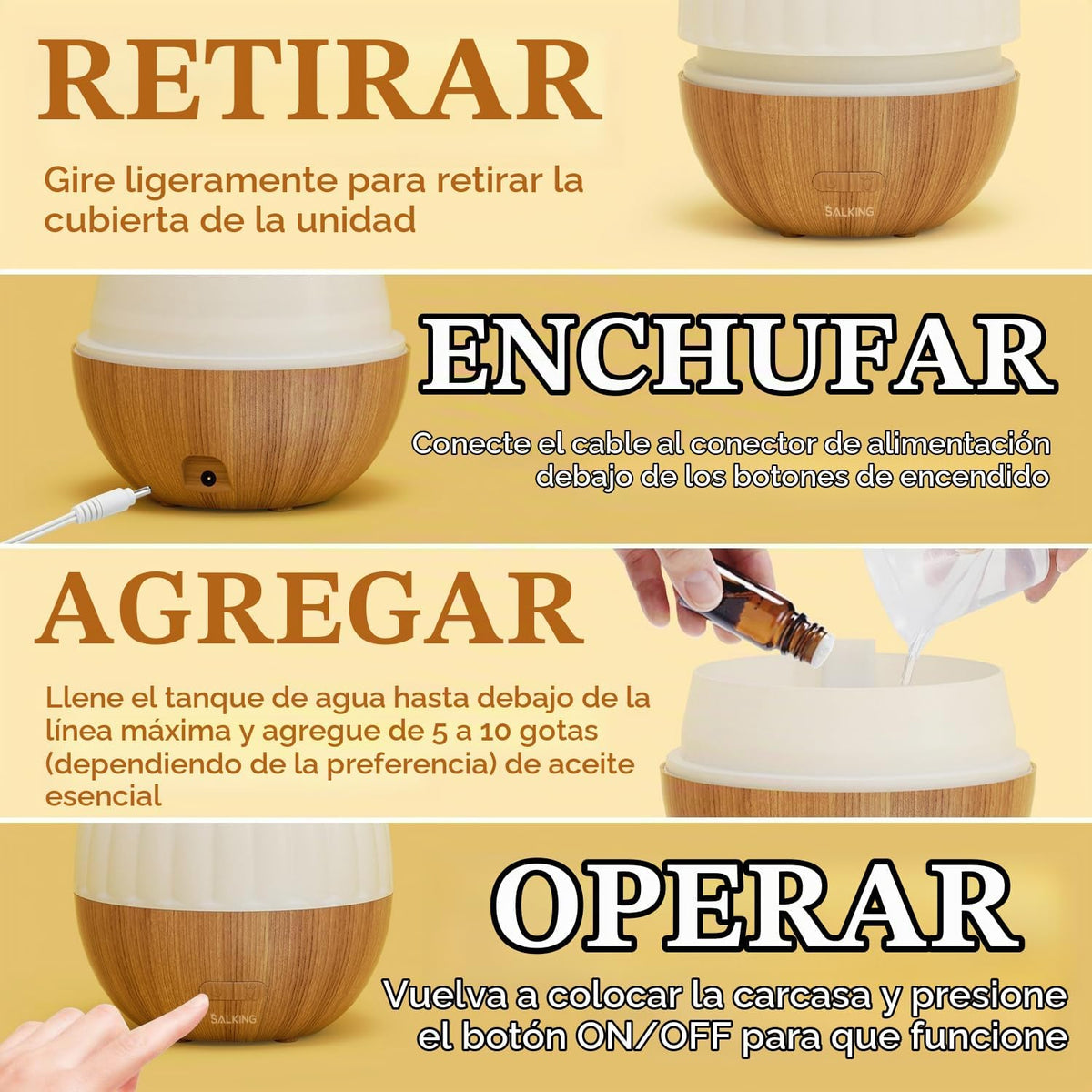 SALKING Difusor de Aceite Esencial, Difusor de Aromaterapia de 300m...