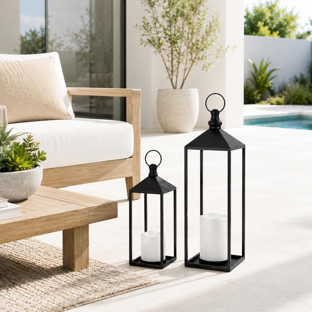 Faroles LED decorativos para interiores y exteriores, juego de faro...