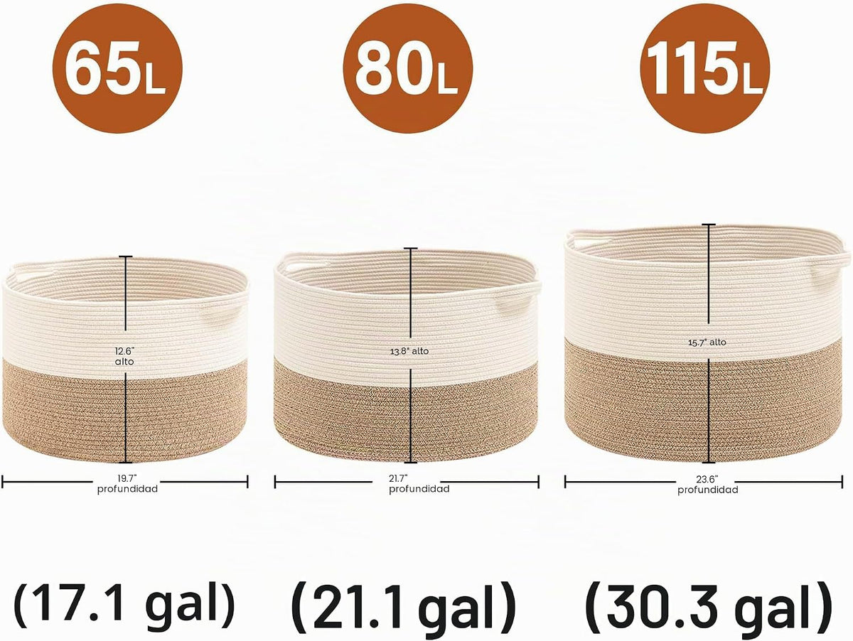 Cesta plegable para la ropa sucia con asa plegable, cuerda de algod...
