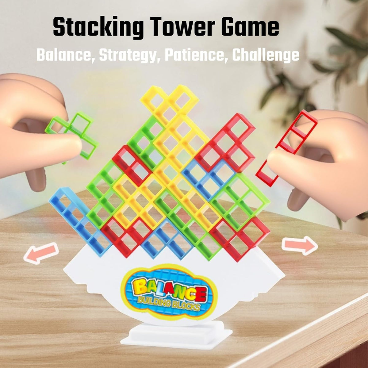 Juego de torre apilable de 64 piezas con 22 cartas, juego gigante d...