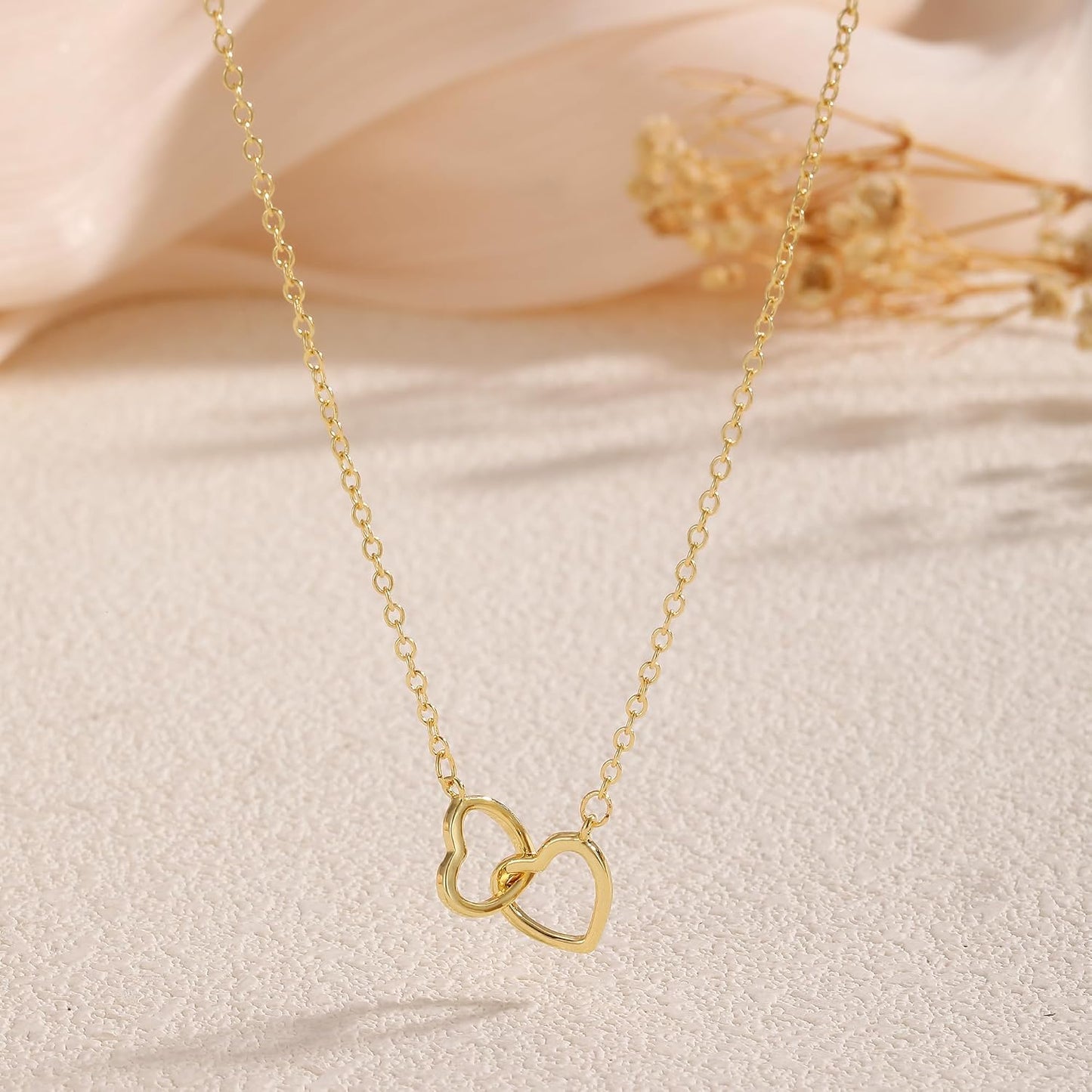 JIKASI Collar de corazón para mujer, delicado chapado en oro de 14...