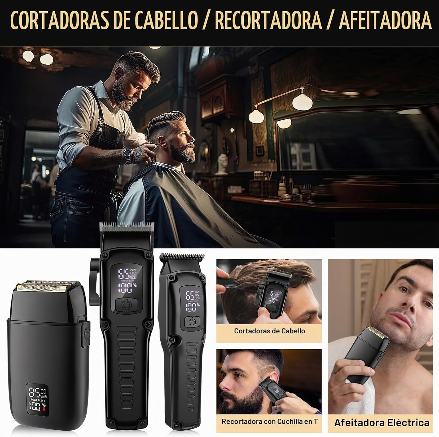 QREEYX Cortadora de pelo profesional para hombres, 3 en 1, cortador...