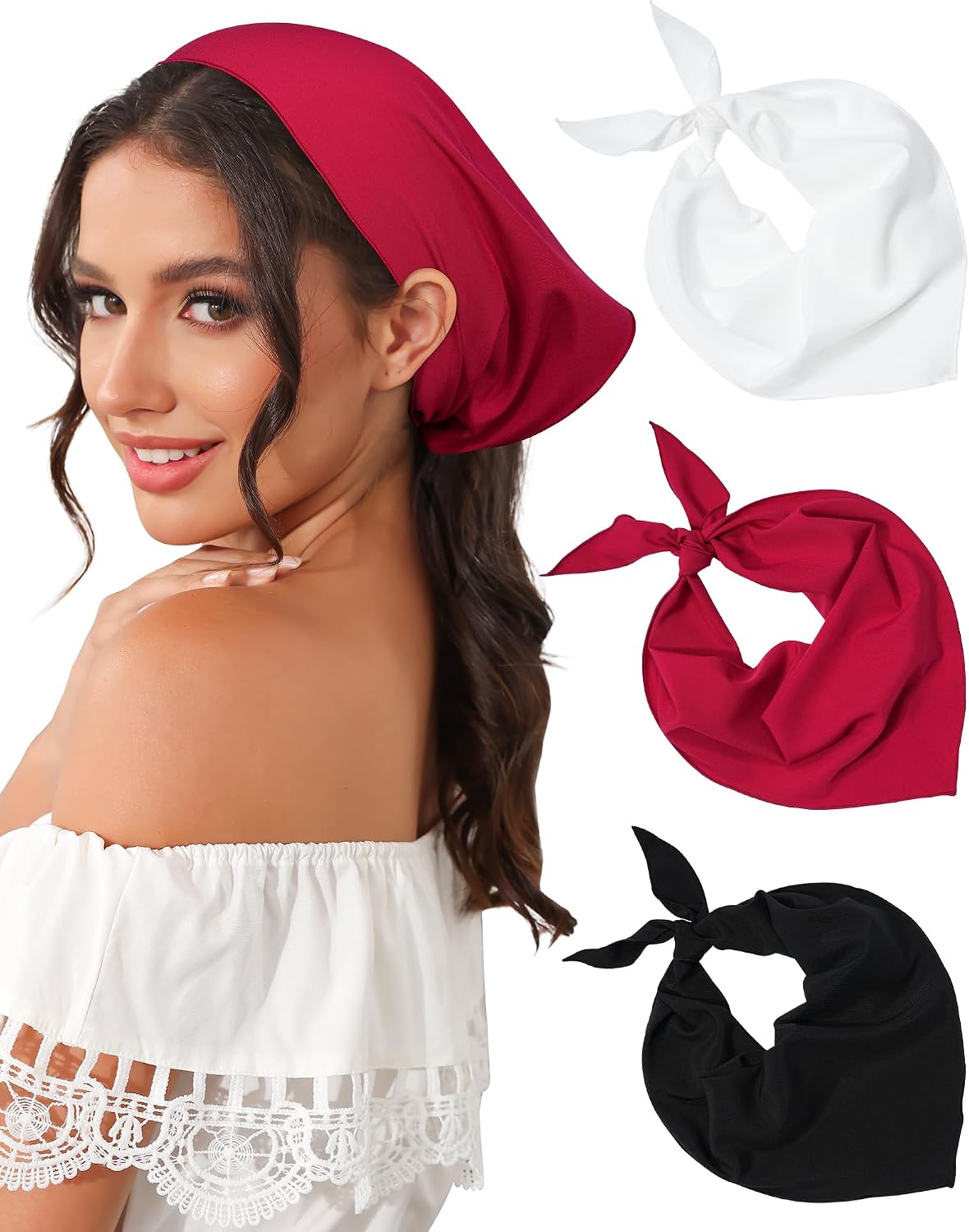 AWAYTR Pañuelo triangular para la cabeza, bandanas para el cabello...