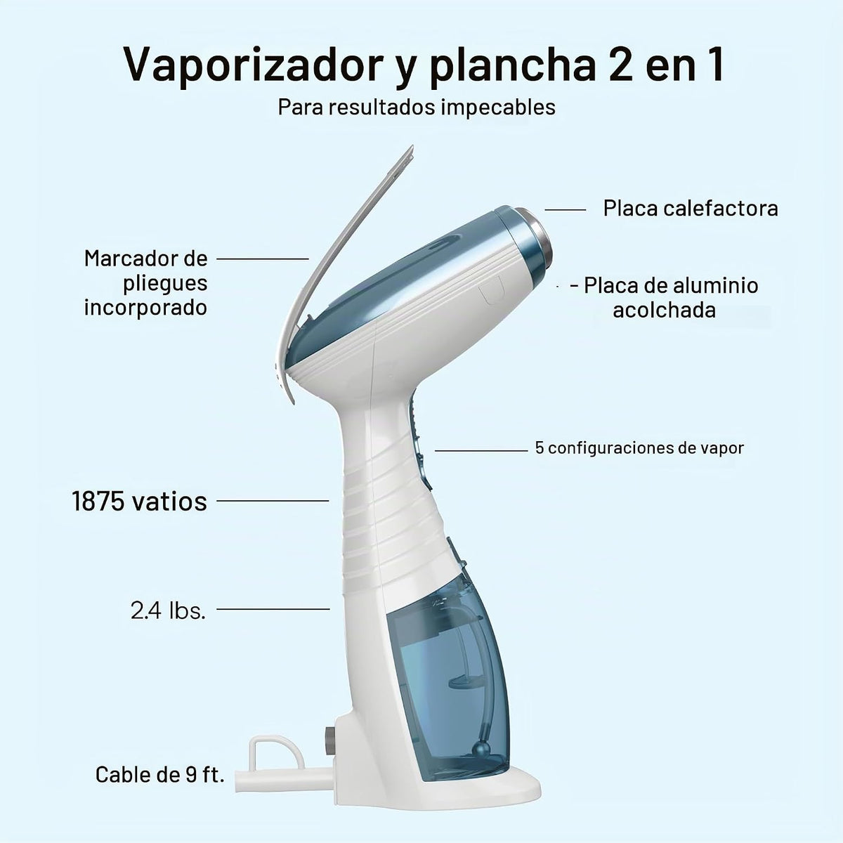 Conair Vaporizador de ropa de mano para ropa, Turbo ExtremeSteam 18...