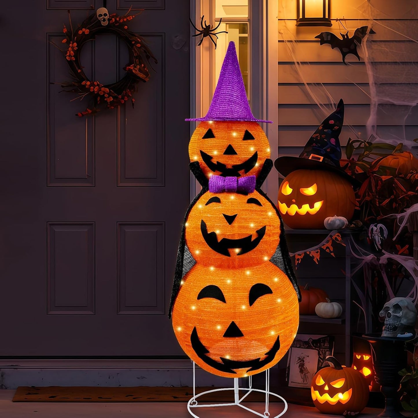 Decoración plegable de calabaza de Halloween para exteriores, plást...