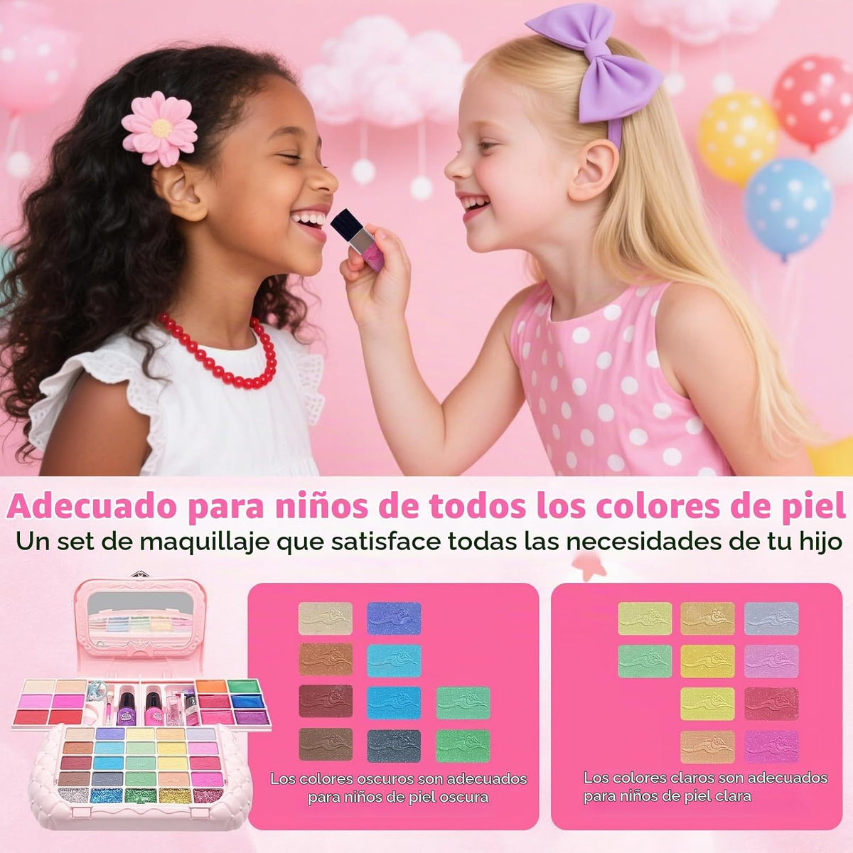 Kit de maquillaje infantil para niñas, juegos de maquillaje lavable...