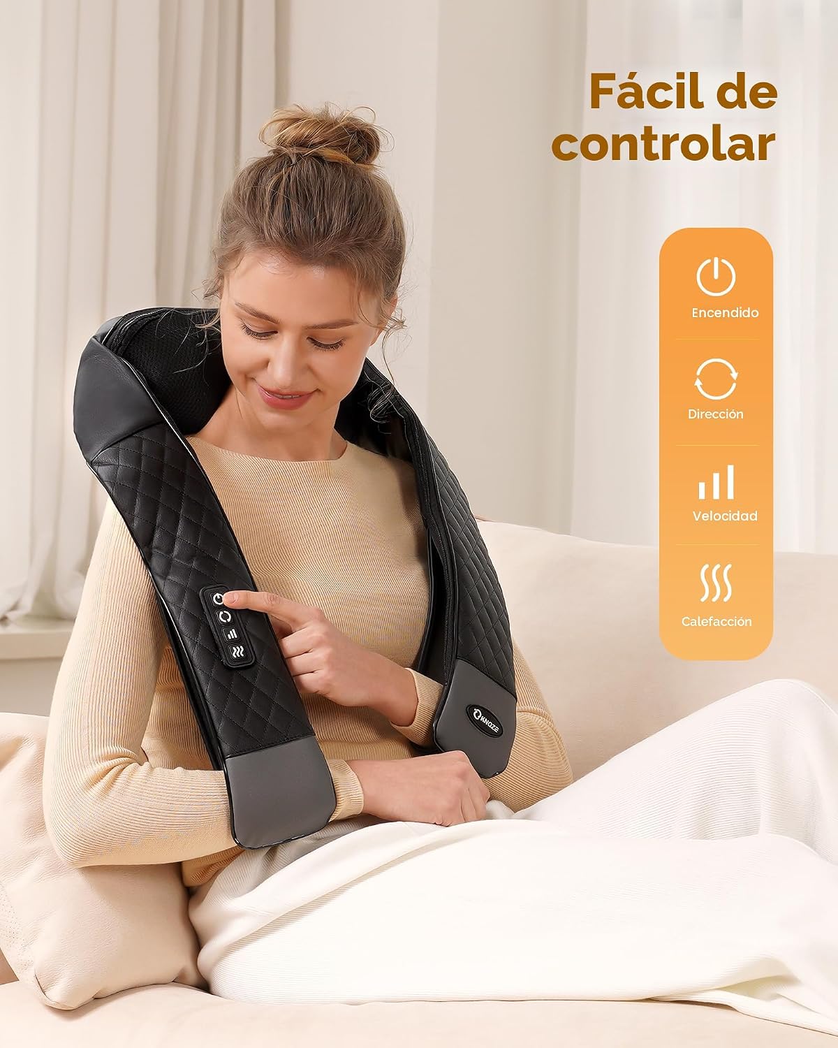 Masajeador de cuello con calor, masajeador de cuello para aliviar e...