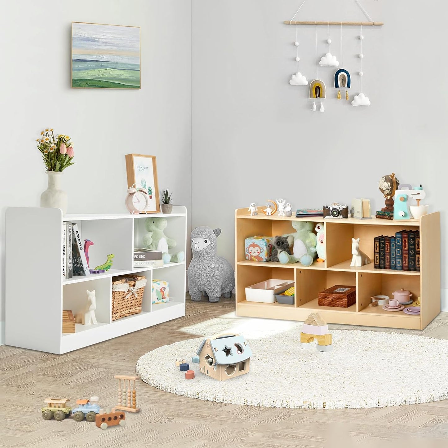 PTINFLUCE Estante Montessori, organizador de almacenamiento de jugu...