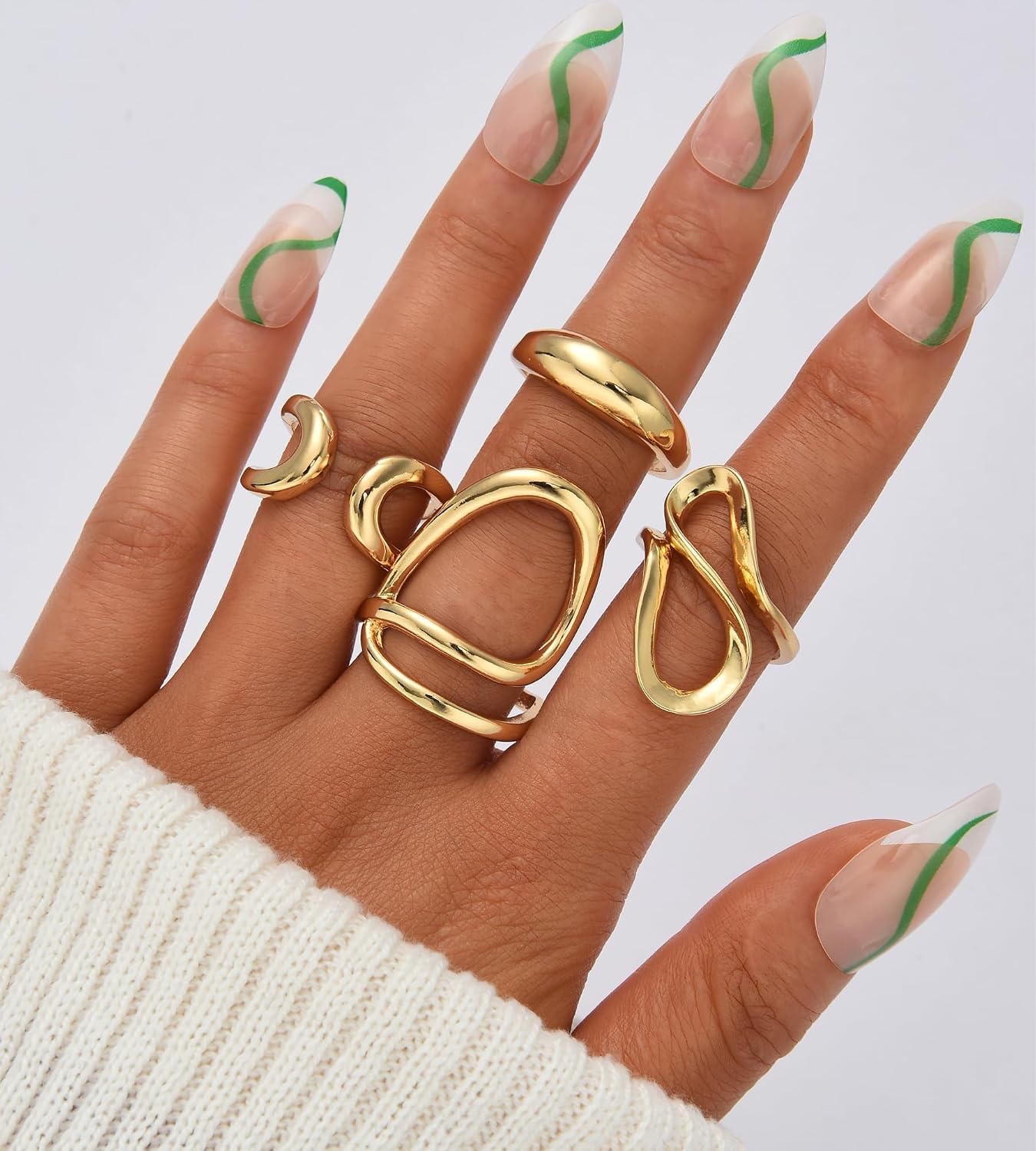 YEEZII Juego de 20 anillos dorados para mujer, anillos de dedo midi...