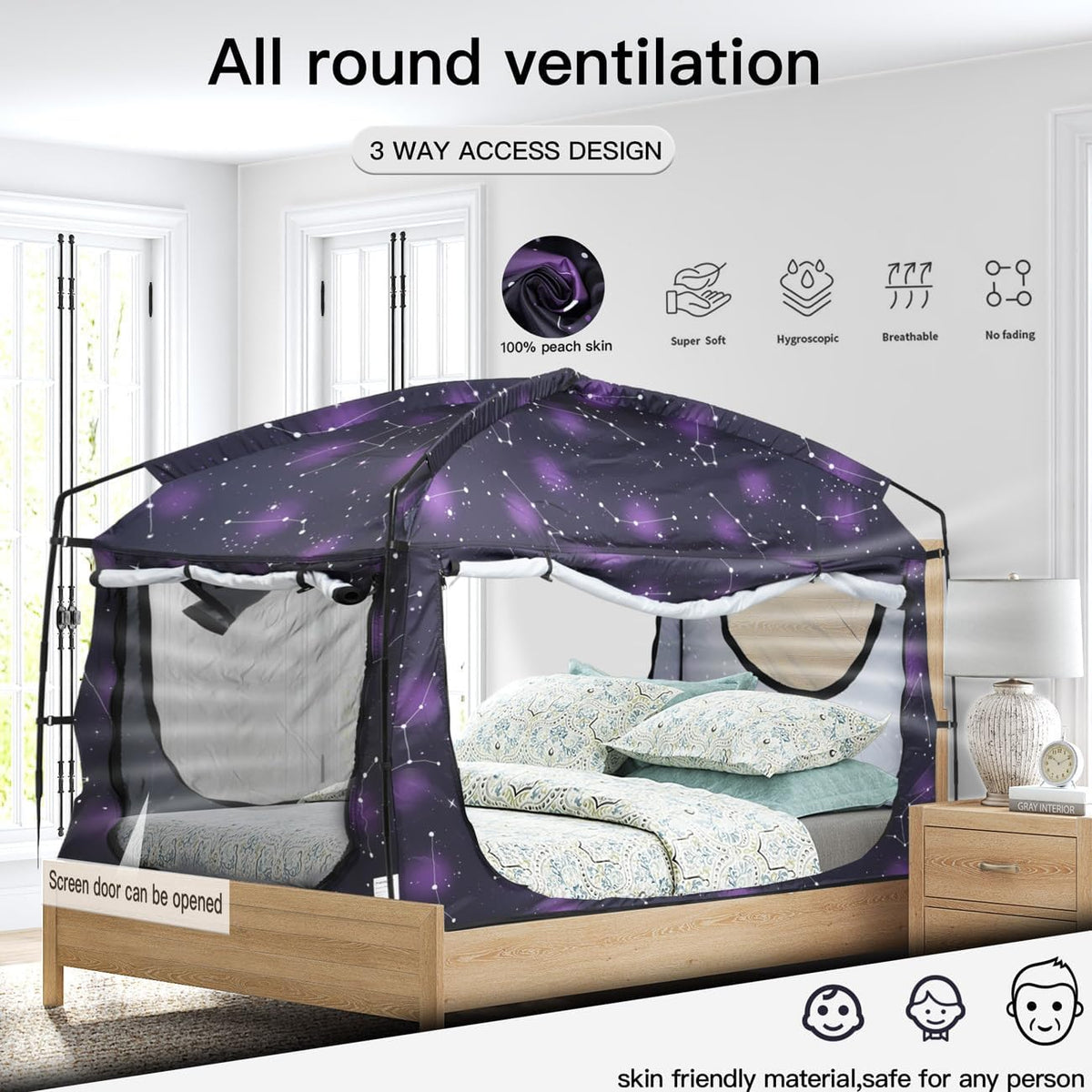 Tienda de campaña para cama, dosel portátil para cama con privacida...