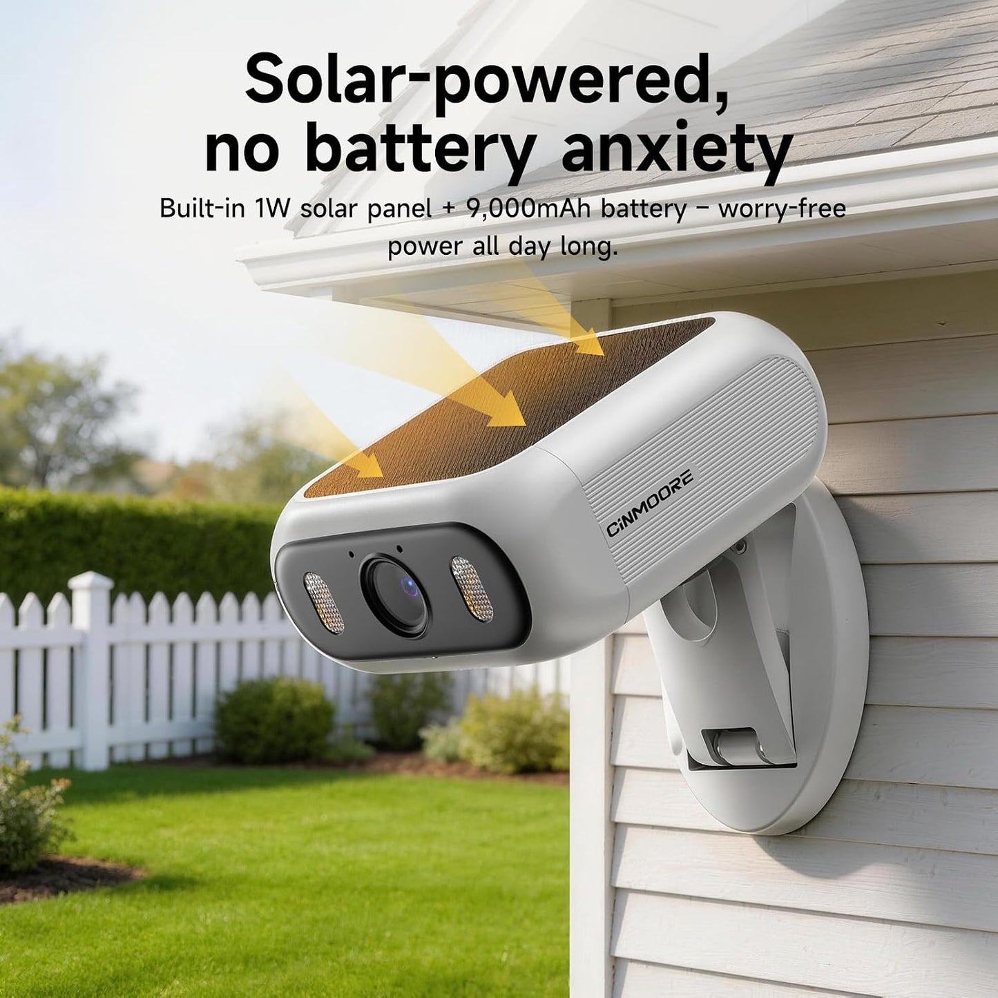 CINMOORE Cámara de seguridad solar inalámbrica para exteriores, cám...