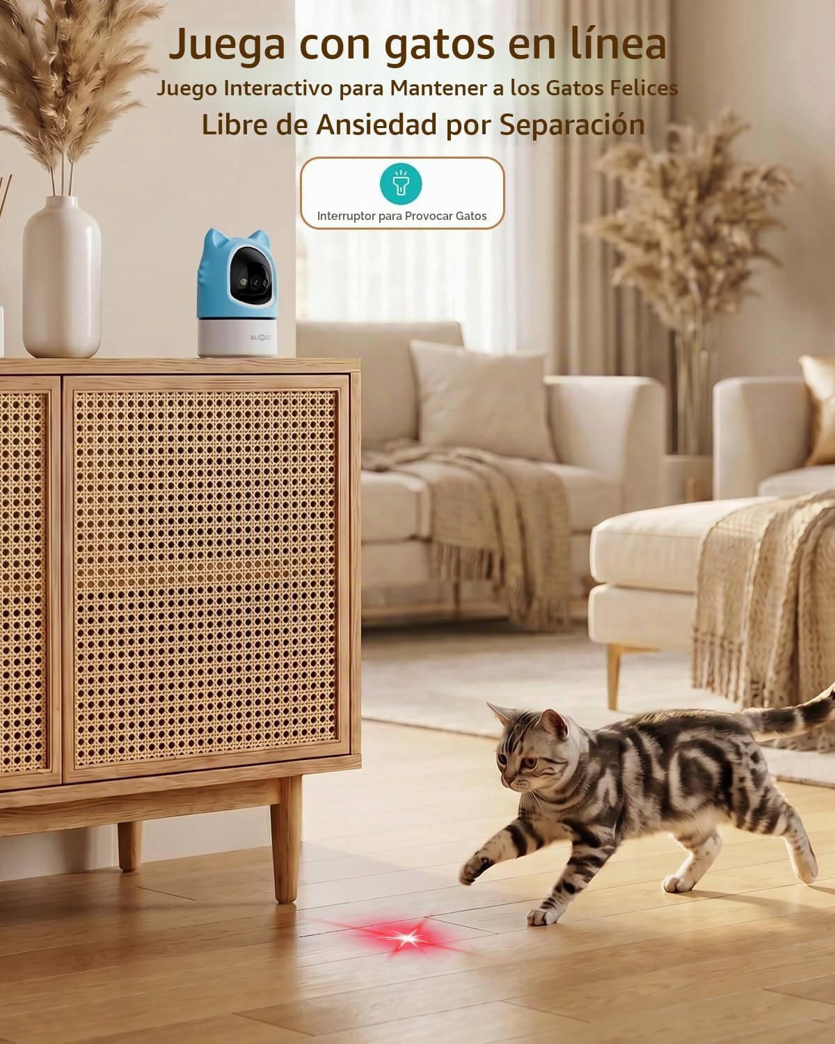 ALIOBC Cámara para mascotas con aplicación de teléfono, seguimiento...