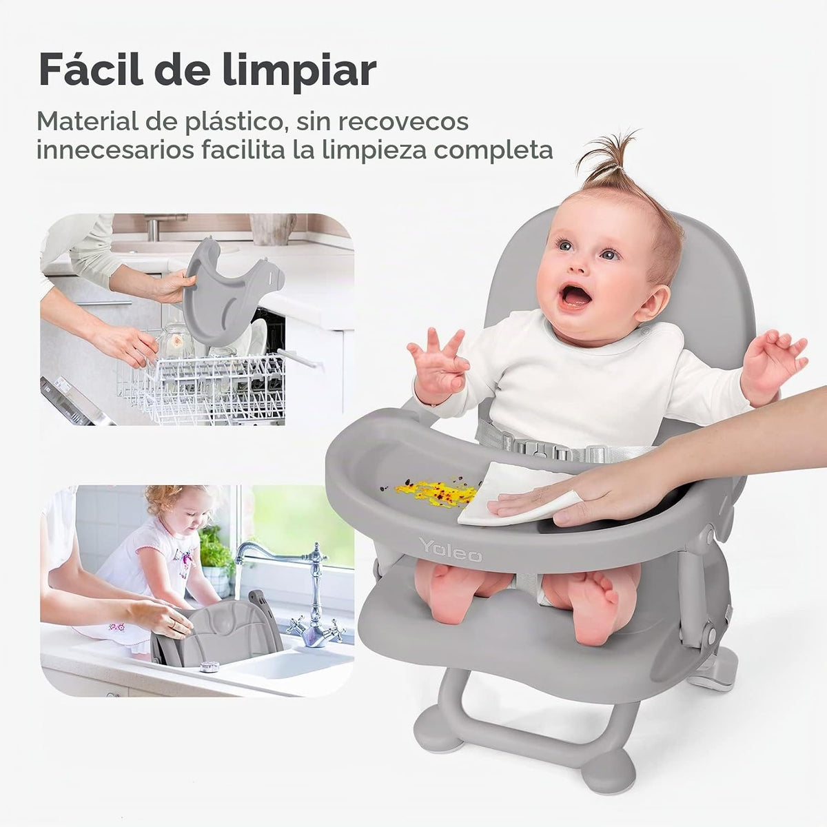 YOLEO Silla alta para bebé, asiento elevador para mesa de comedor,...