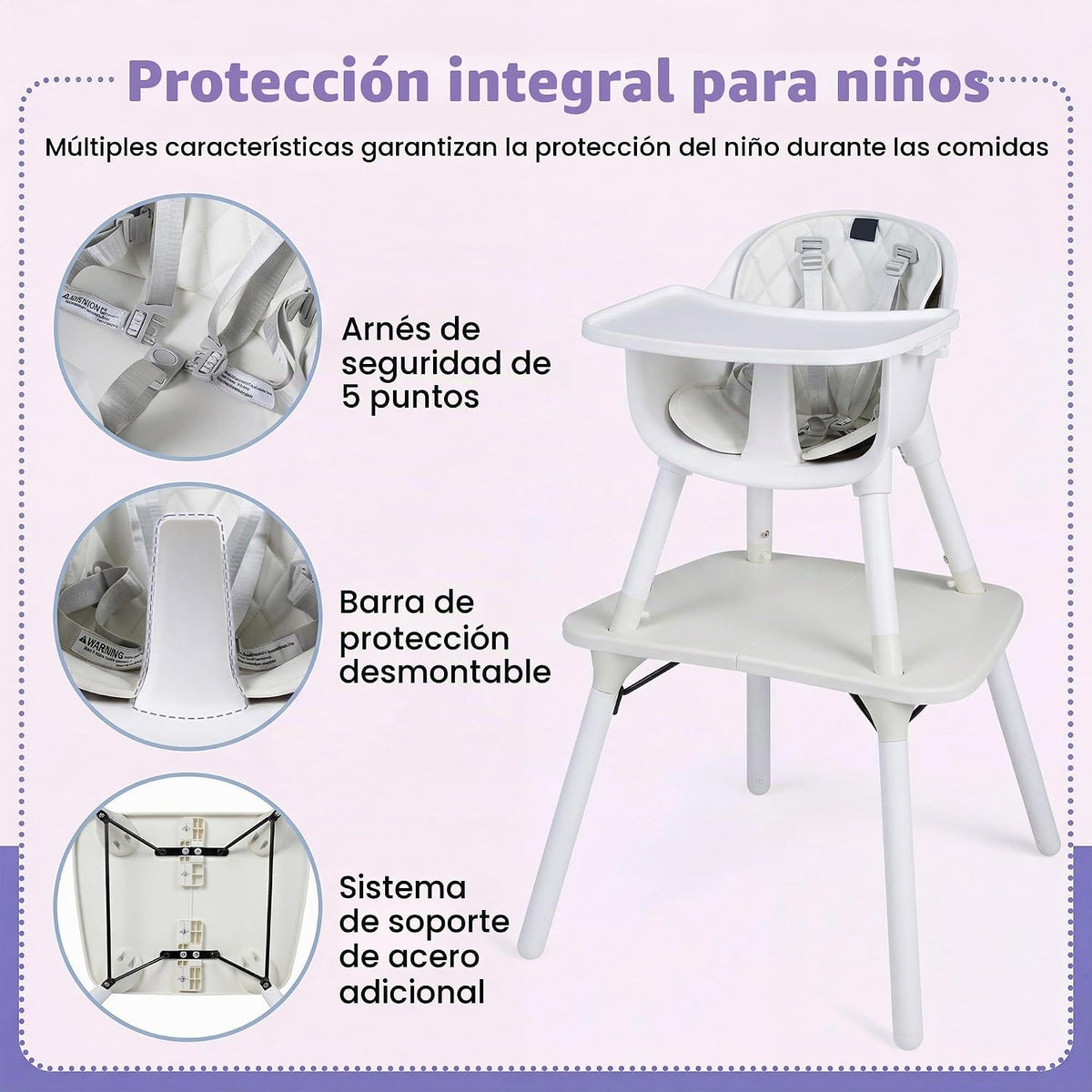 HONEY JOY Silla alta 6 en 1, silla alta convertible para bebés y ni...