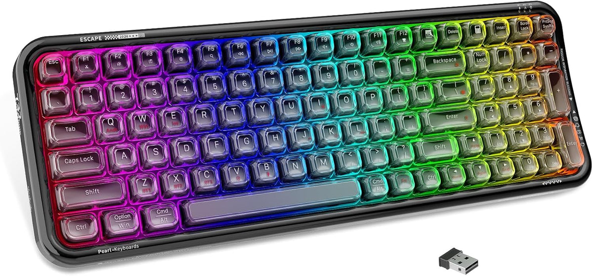 FOPETT Teclado inalámbrico para computadora con retroiluminación RG...