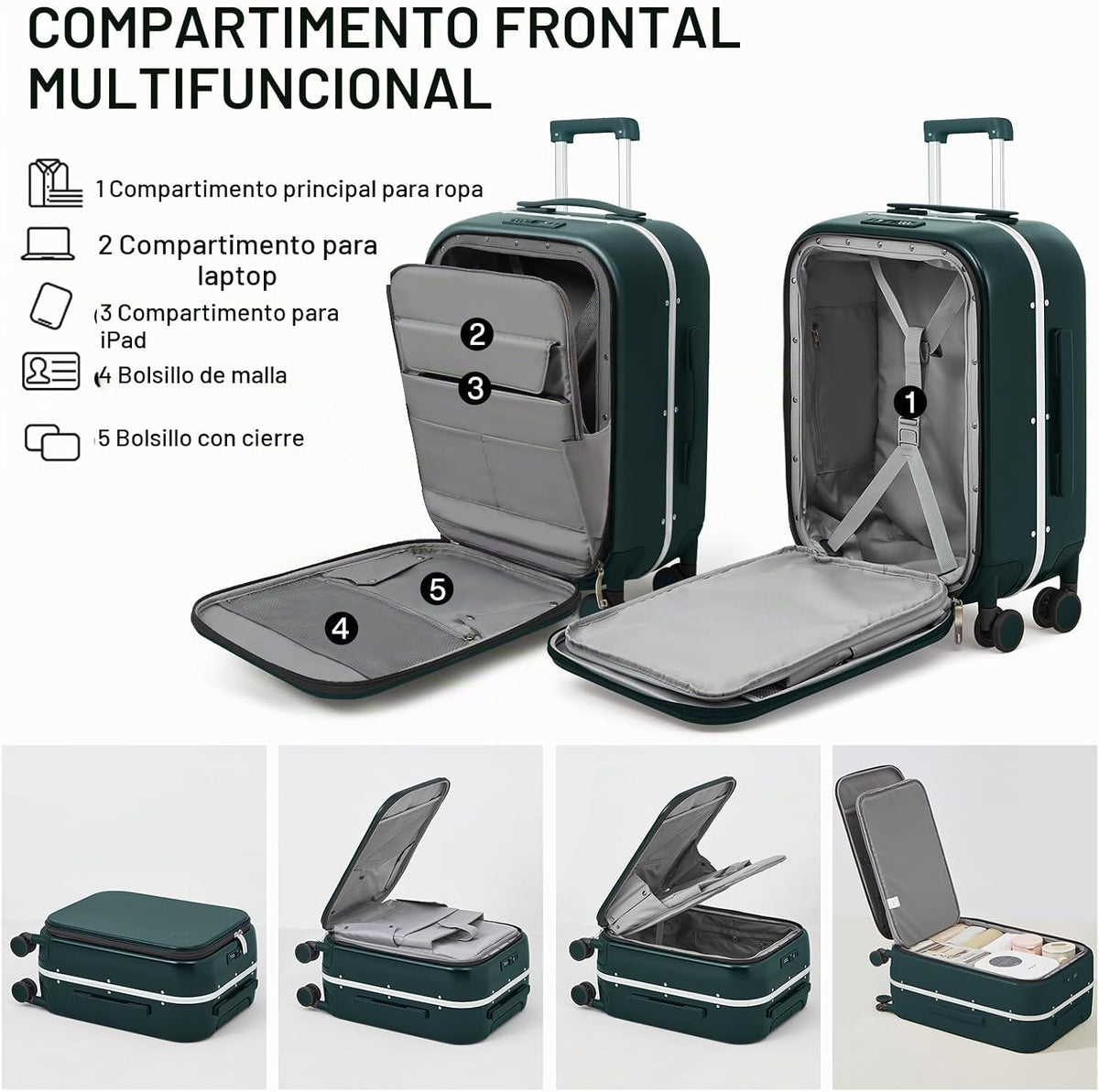 Maleta de equipaje mixi con ruedas giratorias, maleta de viaje con...