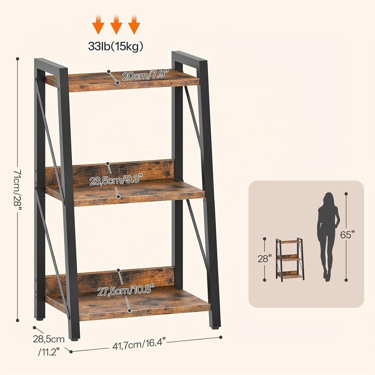 HOOBRO Estantería de escalera, estantería de 3 niveles, estantería...