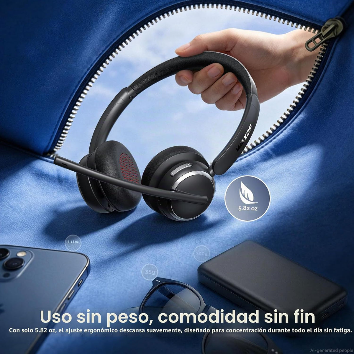 Auriculares inalámbricos con micrófono para trabajo, USB A\/C donle...