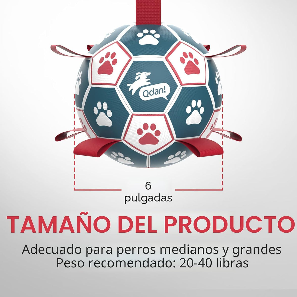 QDAN - Pelotas de fútbol para perros de 6 pulgadas con correas, pel...