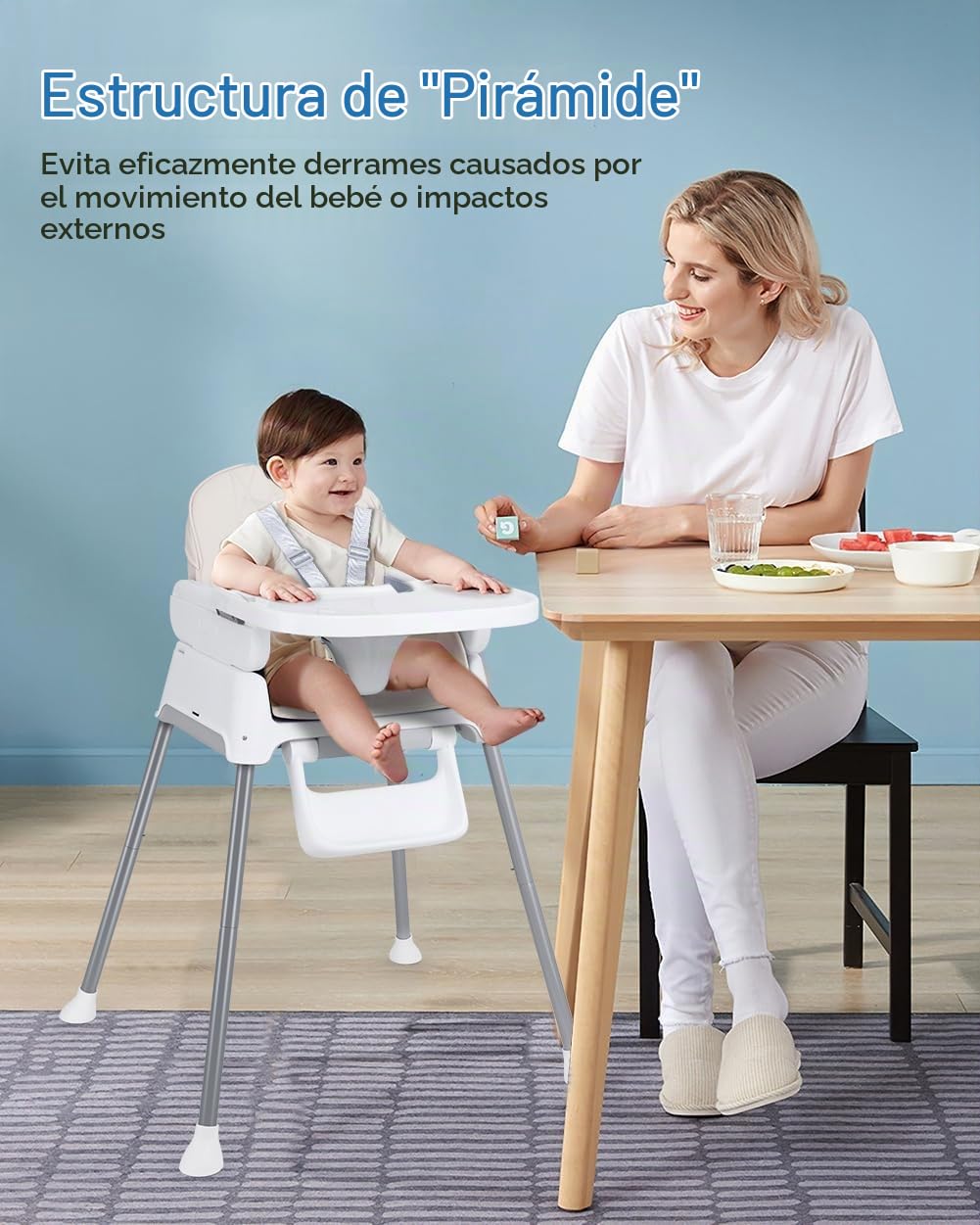 Silla alta para bebé 3 en 1, Sillas ajustables convertibles Bellaba...