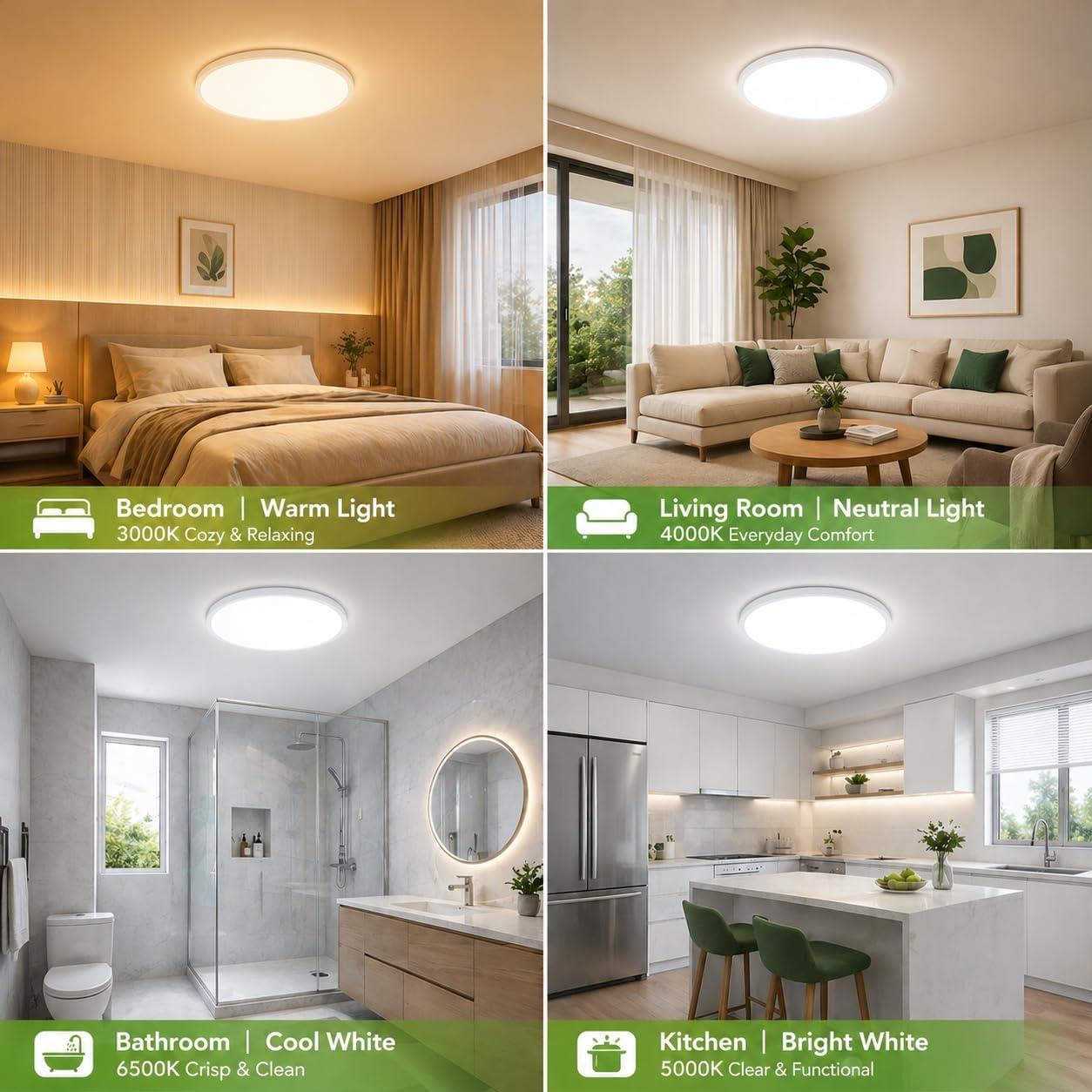 zemty - Paquete de 6 luces led de techo empotradas de 12 pulgadas,...