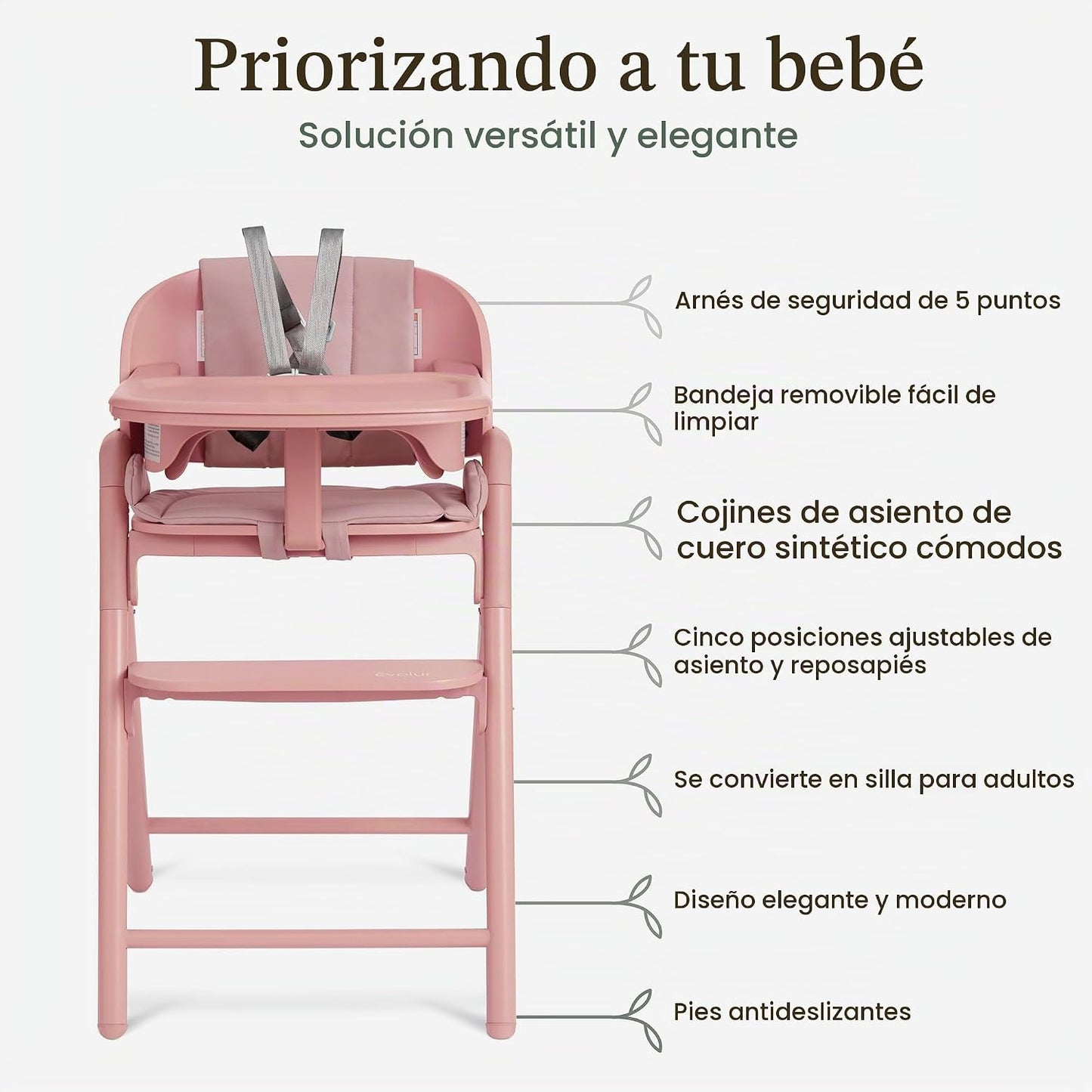 Evolur Step and Savor - Silla alta convertible de madera para bebé,...