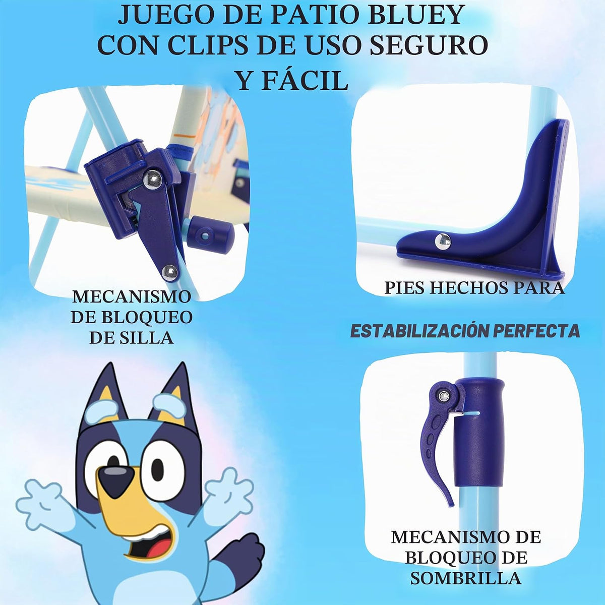 Toyland® Bluey &amp; Bingo - Juego de mesa y sillas de patio, 1 mes...