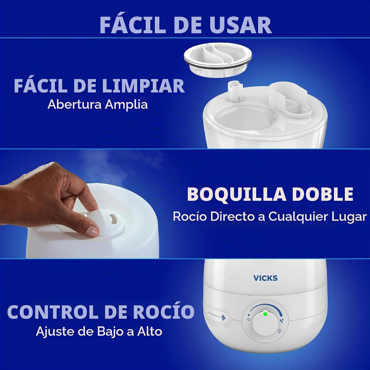 Vicks NaturalCare Humidificador ultrasónico de niebla fría (VUL530)...