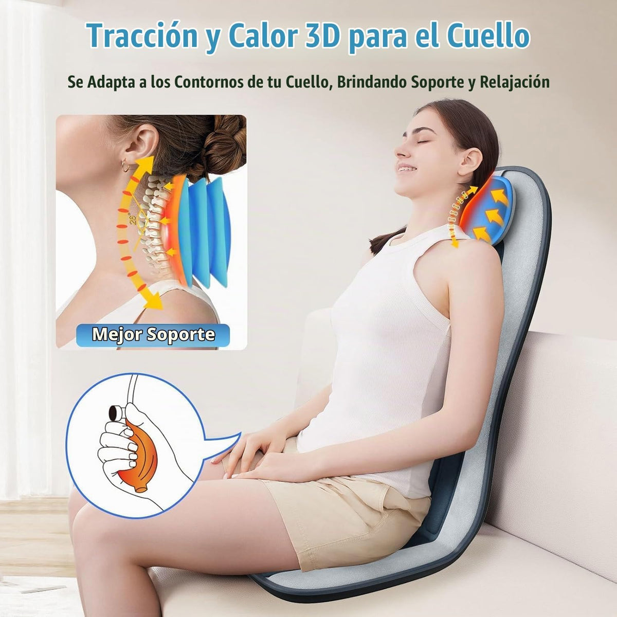 comrelax Masajeador de espalda de vibración para silla con calor, c...