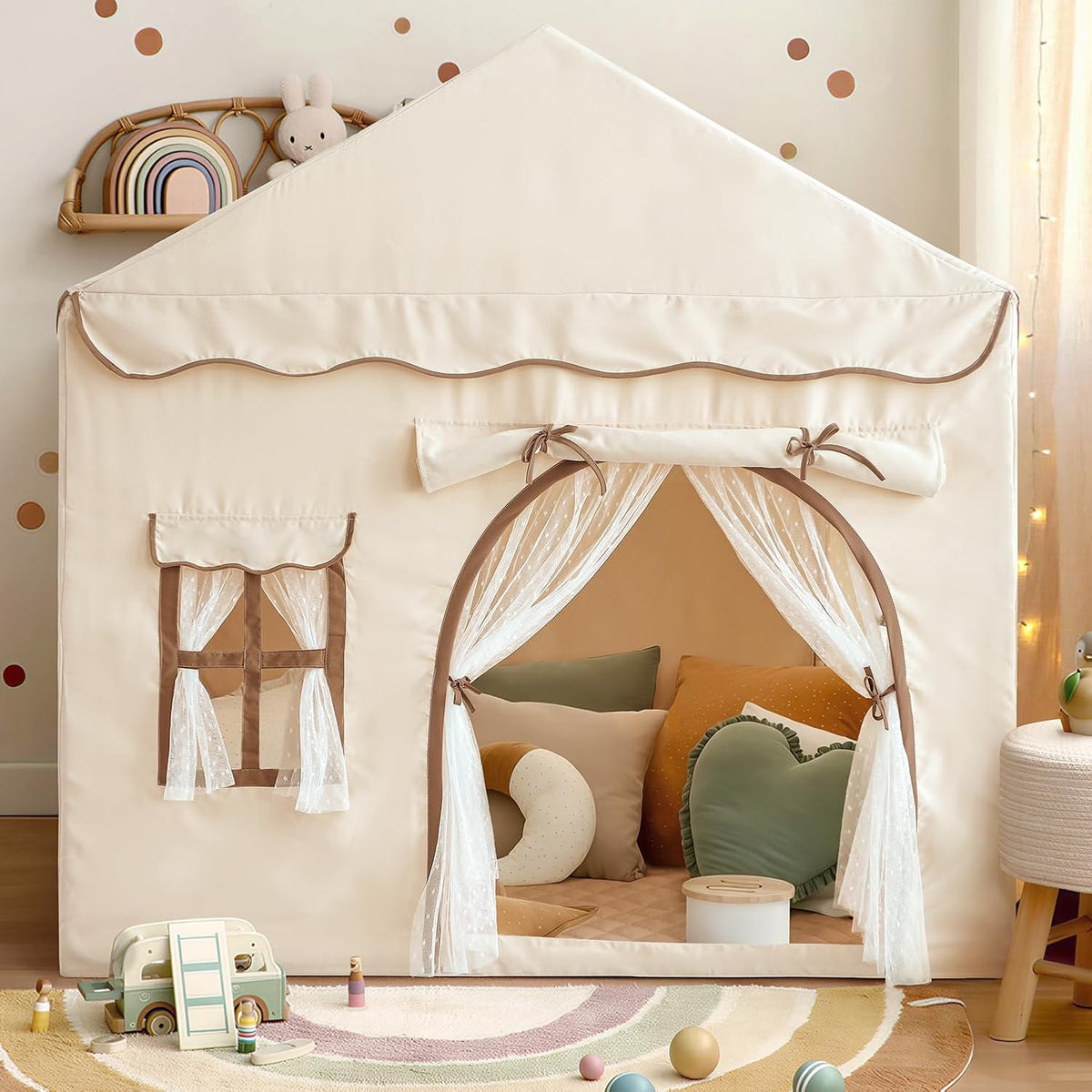 Tienda de campaña para niños con doble puerta castillo de juegos pa...