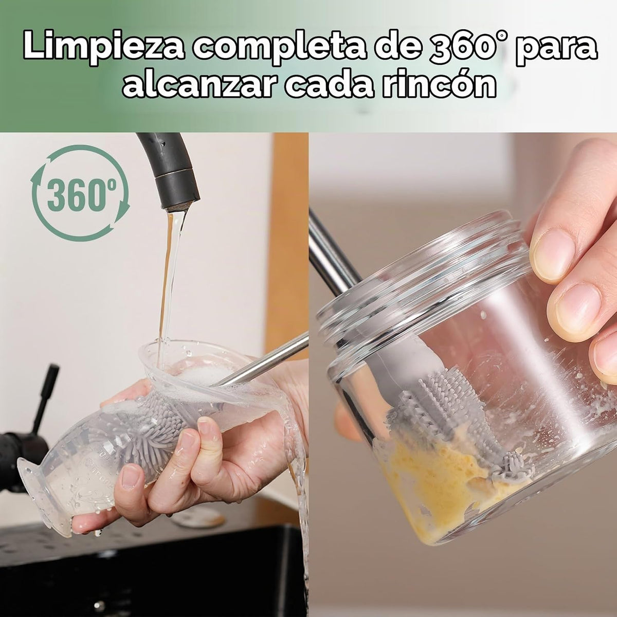 Haakaa Cepillo de silicona para biberones y hendiduras, SUVA gris,...