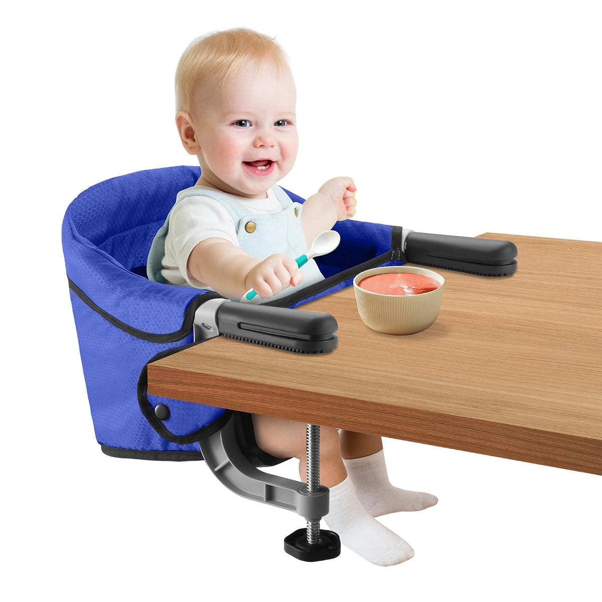 Silla de mesa rápida con gancho en la silla con clip en la mesa, as...