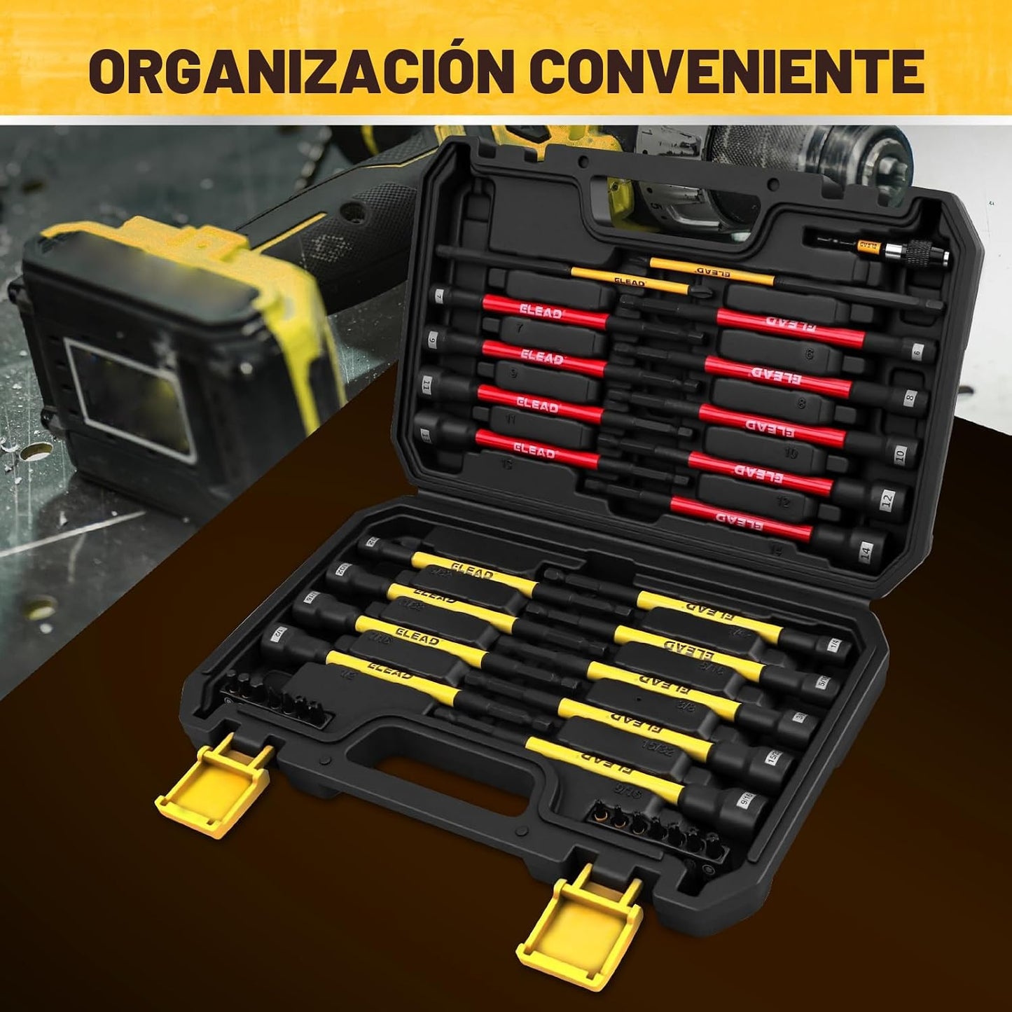 Juego de puntas magnéticas para tuercas, juego de 35 piezas extra l...
