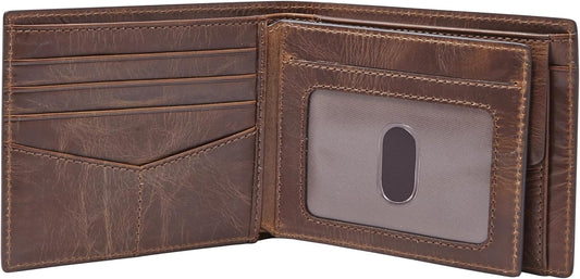 Cartera de piel Fossil para hombre, Derrick, plegable, con bloqueo...