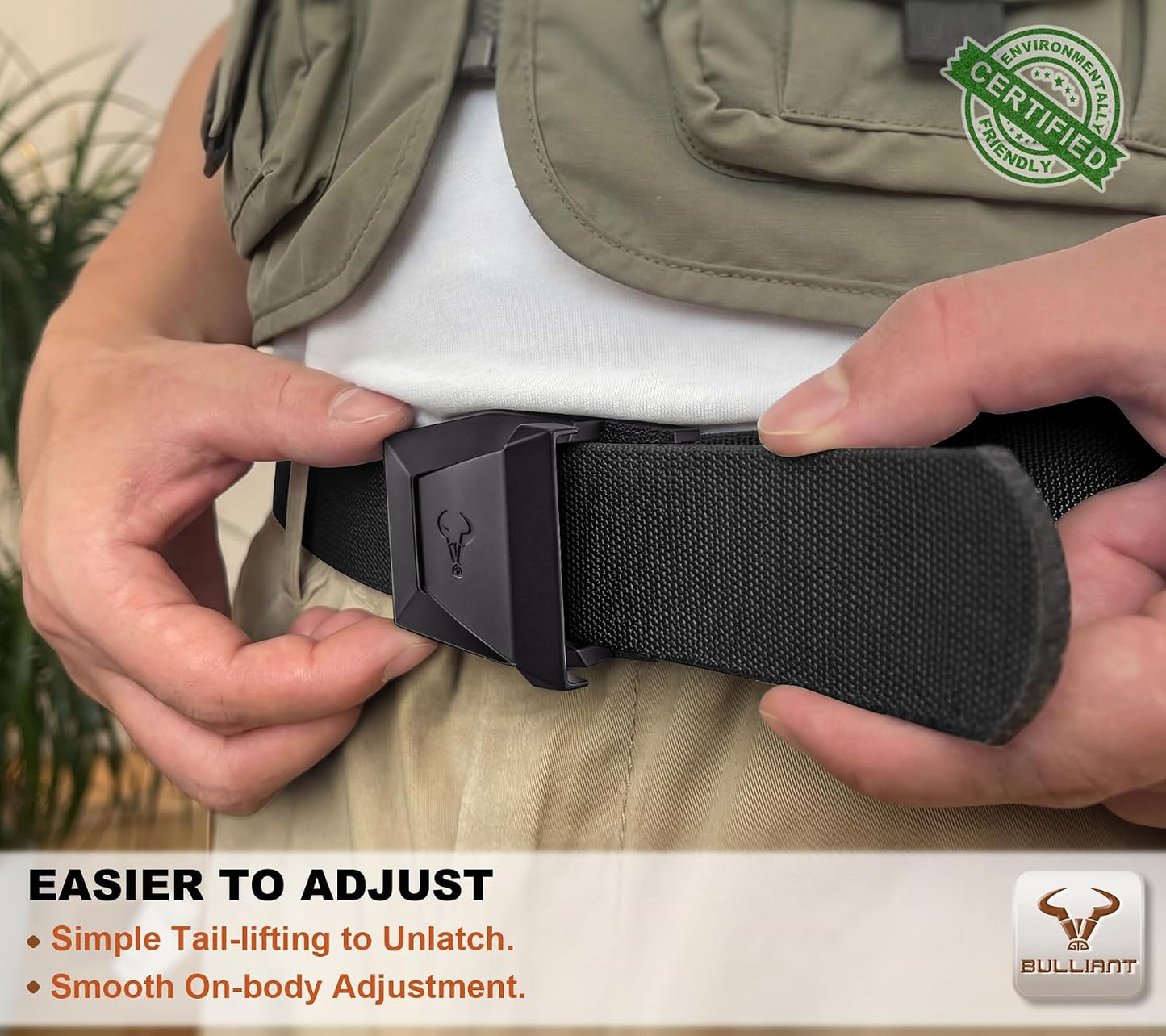 BULLIANT Cinturón Táctico para Hombres, Cinturón de Nylon Web Elást...