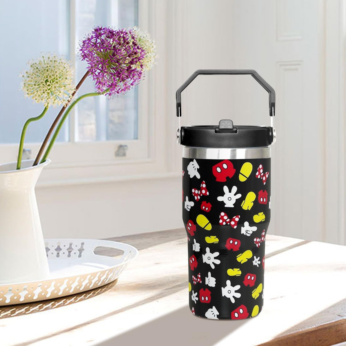 Sxdcfrs Taza de dibujos animados de ratón de 20 oz con tapa y popot...