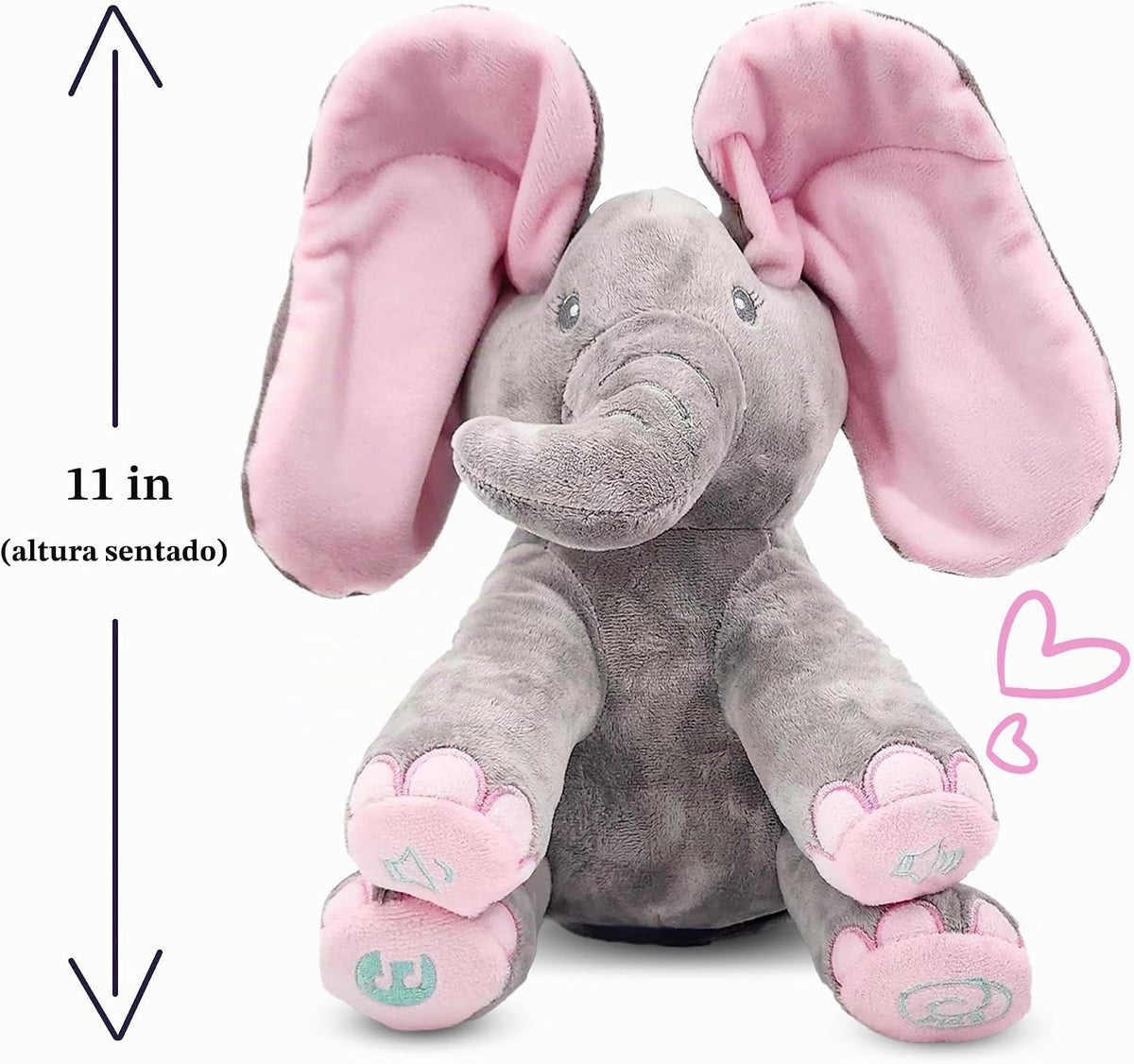 Dimple Kaia Elefante de Peek A Boo, Animal de Peluche Cantando Inte...