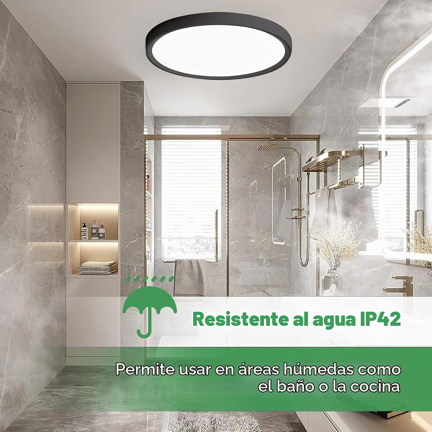 4PK Lámpara LED de techo empotrada de 12 pulgadas, 24W, 2520LM, 300...